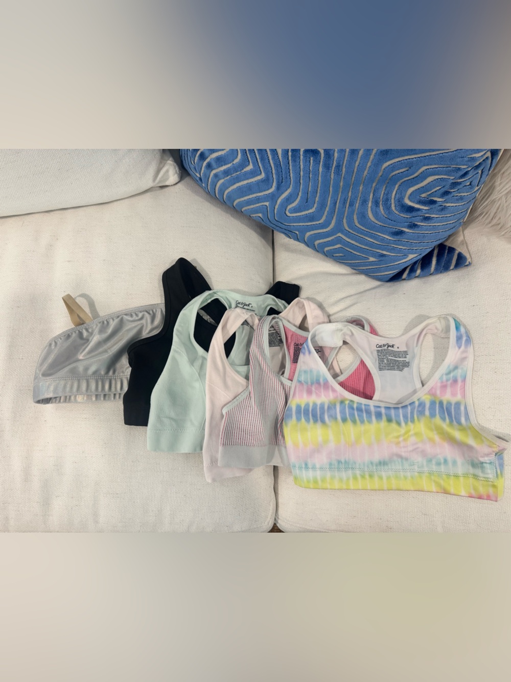 Cat & Jack Girls Multicolor Sports Bra Set Small plus black and silver bras
